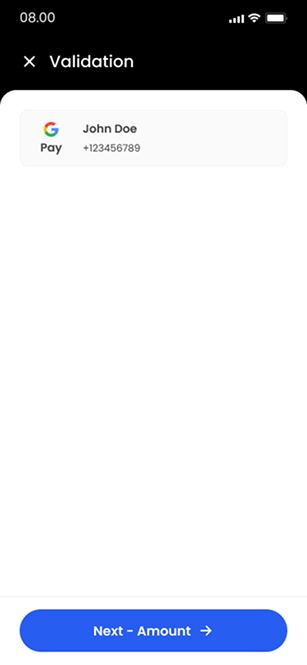 Recipient validation — ZapPay screen